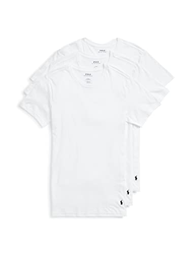 POLO Ralph Lauren Mens Slim Fit Cotton Crew Tee Undershirt, White, Medium US