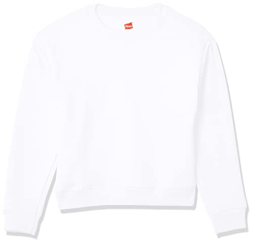 Hanes girls Ecosmart Graphic Sweatshirt Pullover Sweater, White, Small US