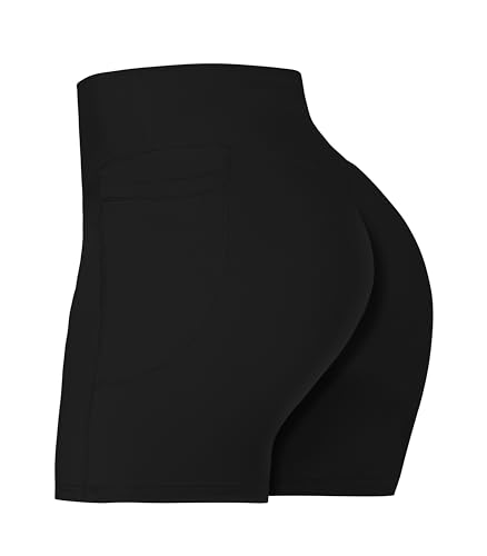 Sunzel 8' / 5' / 3' Biker Shorts for Women with Pockets, High Waisted Yoga Workout Shorts Black X-Large