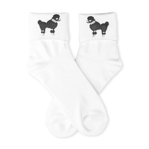 Hip Hop 50's Shop Womens Bobby Poodle Sock with Poodle Applique for Adult and Children Costume (Black)