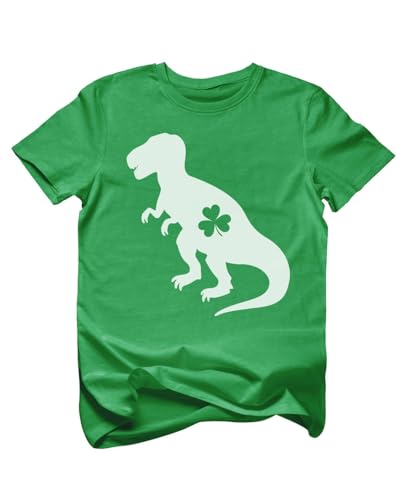 St Patrick Shirt for Boys Pattys Day T-Rex Leprechaun Toddler Kids T-Shirt 4T Green