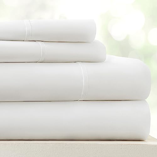 Linen Market Bed Sheets for Twin Size Bed (White) - Sleep Better Than Ever with These Soft and Cooling Twin Sheets - Deep Pocket Fits 16' Thick Beds - 3 Piece Twin Sheet Set