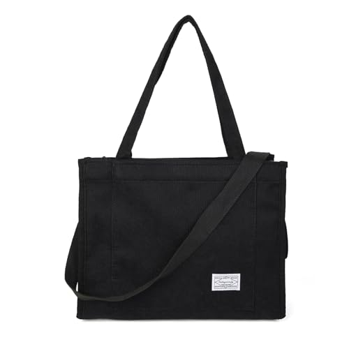 Valleycomfy Casual Corduroy Tote Bags Crossbody Bag Purse for Women Travel Shoulder Bags Handbags Eco Bag Medium
