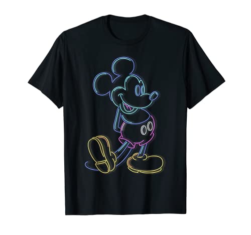 Disney Mickey And Friends Mickey Mouse Neon Line Portrait T-Shirt