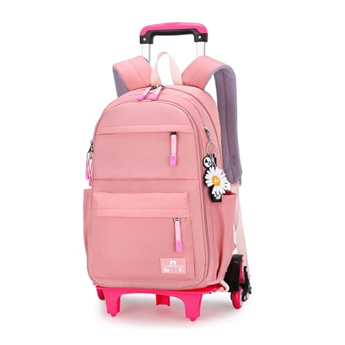 Armbq Rolling Backpack,Backpack with Wheels,Kids Roller Backpack for Girls Boys Travel Bag on Wheels Kids Trolley School Bag,Pink