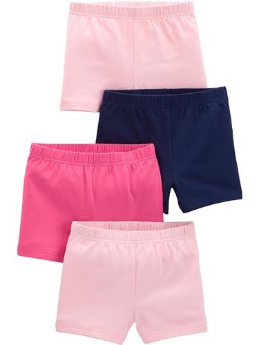Simple Joys by Carter's Girls' 4-Pack Tumbling Shorts, Pink/Navy, 4T