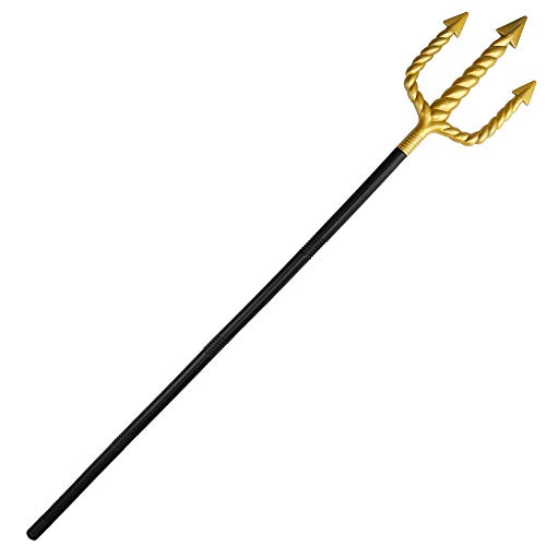 Skeleteen Gold Trident Costume Accessory - Golden Pitchfork Spear Toy Prop Weapon Staff Accessories for Adults and Kids Costumes