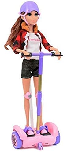 Click N' Play Scooter Set for 12' Dolls, Remote Control Pink Hoverboard with Helmet & Kneepad Accessories, Compatable with Barbies and Ken Dolls, Gifts for Girls Ages 3+, Girl Toys