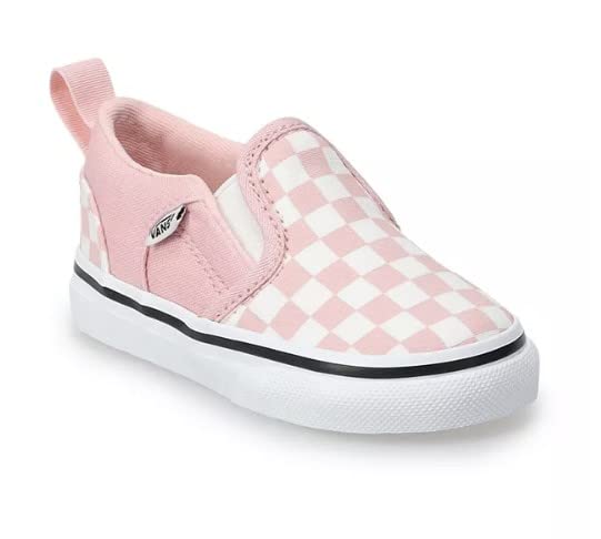 Vans Kids Toddler Pink Checkered Shoes Asher V (Powder Pink, us_Footwear_Size_System, Toddler, Numeric, Medium, Numeric_10)