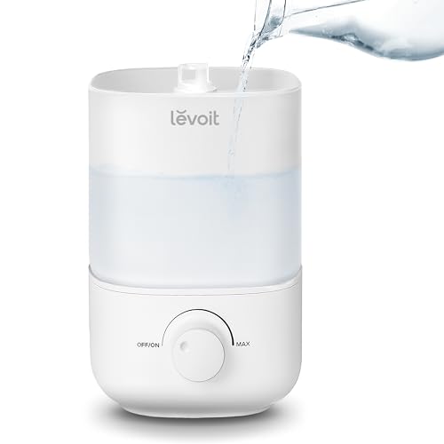 LEVOIT Top Fill Humidifiers for Bedroom, 2.5L Tank for Large Room, Easy to Fill & Clean, 26dB Quiet Cool Mist Air Humidifier for Home Baby Nursery & Plants, Auto Shut-off and BPA-Free for Safety, 25H