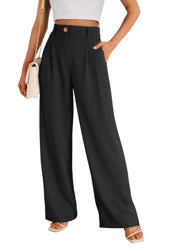 LILLUSORY Wide Leg Dress Pants Womens Palazzo 2024 Flowy Summer Spring 2024 Fashion High Waisted Business Casual Work Trousers Dressy Clothes Outfits Black