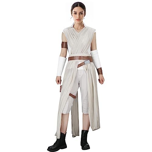 FangjunxianST Womens Rey Costume Adult Jedi Cosplay Suits Deluxe Tops Pants Outfit Full Set with Belt for Halloween (Medium)