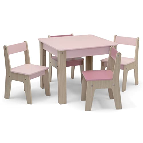 GAP GapKids Table and 4 Chair Set - Greenguard Gold Certified, Blush/Natural