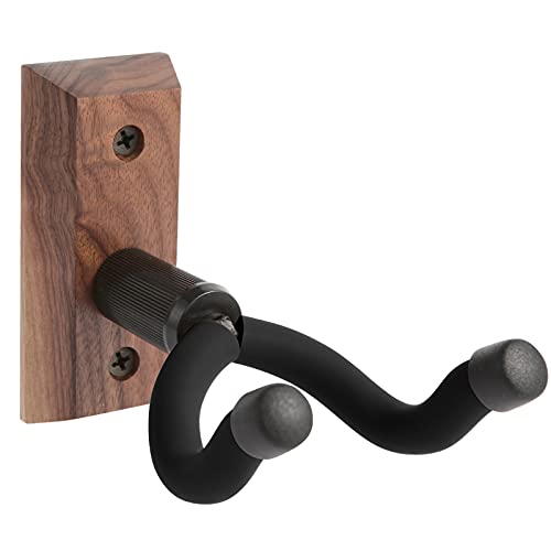 Guitar Wall Mount, Guitar Hangers hooks Bracket Holder Stand for Acoustic and Electric Guitars Bass Banjo Mandolin, Black Walnut Wood base by VEINTICO.