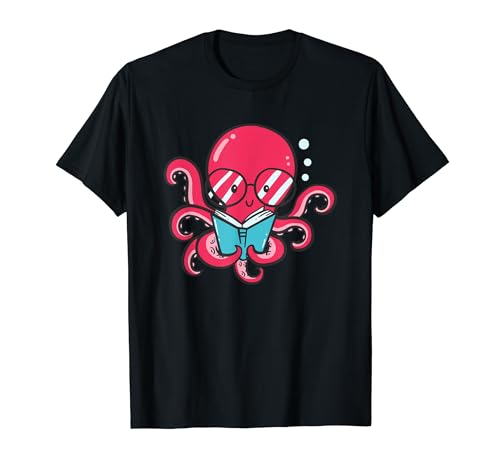 Book Reading Octopus for Bookworms ocean climate environment T-Shirt