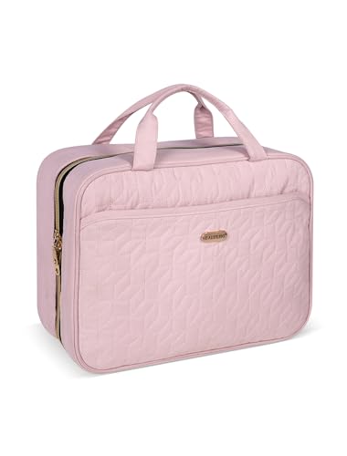 BALULHG Pink Toiletry Bag, Makeup Organizer, Travel Bag For Women Mens Toiletries, Waterproof with Hanging Hook, Large Capacity