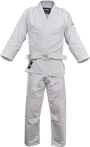 Fuji Single Weave Judo Gi Uniform - Kids & Adults Cotton Training Gi for Judo and Karate, Size 3, White