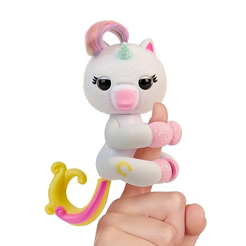 Fingerlings 2023 New Interactive Baby Unicorn Reacts to Touch – 70+ Sounds & Reactions – Lulu (White)