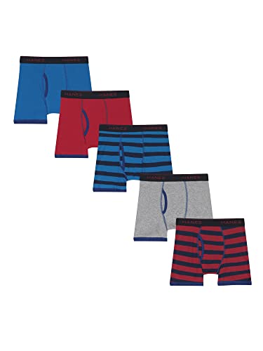 Hanes Boys' Comfort Flex Fit Sport Ringer Boxer Briefs, Multiple Packs Available, Assorted 5-Pack, X-Large