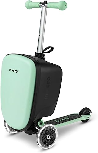 Micro Kickboard Scooter Luggage Junior-Three Wheeled, Lean-to-Steer, Carry-On Suitcase, Swiss-Designed Scooter for Kids with Motion-Activated Light-Up Wheels for Ages 2-5