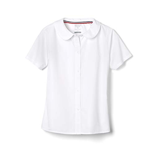French Toast Girl's Short Sleeve Peter Pan Collar Blouse (Standard & Plus), White, 7