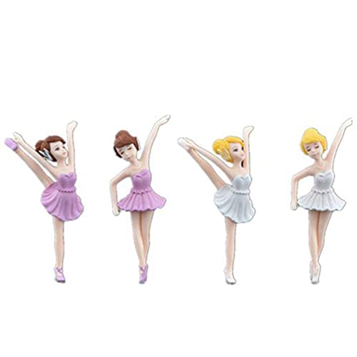 4 Pcs Dancing Ballerina Girl Figurine, Miniature Ballerina Girl Figure Collection Playset Doll Toy, Ballerina Girl Cake Topper, Ballerina Girl Plant Pot Craft Dollhouse Decoration, Cake Decoration