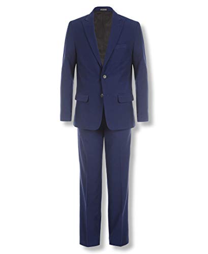 Calvin Klein Boys' 2-piece Formal Suit Set, Includes Single Breasted Jacket & Straight Leg Dress Pants With Belt Loops & Functional Pockets, Infinity Blue, 8