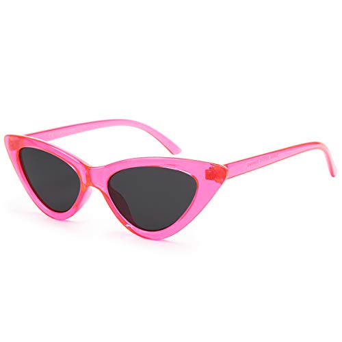 livho Retro Vintage Narrow Cat Eye Sunglasses for Women Clout Goggles Plastic Frame (Barbie Powder)