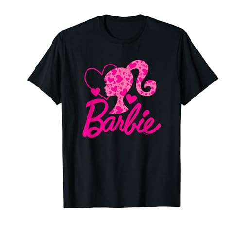 Barbie Black Heart Logo Crew Neck T-Shirt - Classic Fit, Short Sleeve, Cotton-Polyester Blend