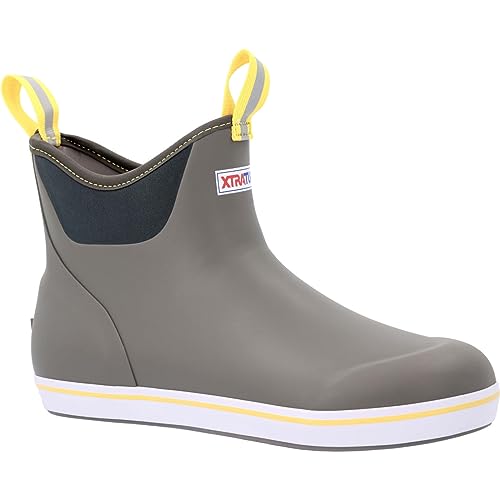 Xtratuf Men's 6 Inch Ankle Deck Boot, Gray/Yellow, Size 9