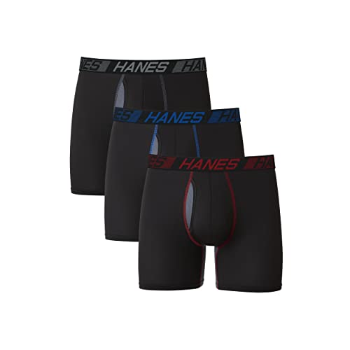 Hanes Total Support Pouch Men's Pack, Anti-chafing, Moisture-wicking Underwear With Cooling ( Boxer Briefs, Boxer Brief - Black, Small US