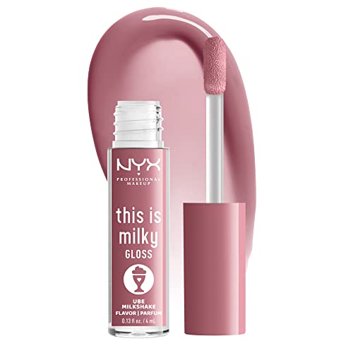 NYX PROFESSIONAL MAKEUP This Is Milky Gloss, Lip Gloss with 12 Hour Hydration, Vegan - Ube Milkshake (Mauve Purple)