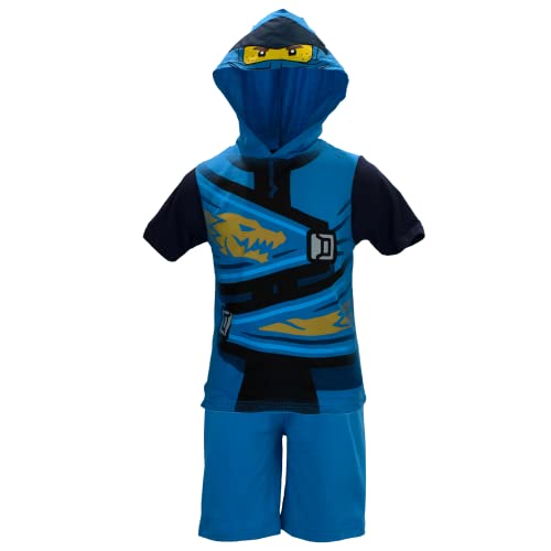 LEGO Ninjago Boys Ninjago Costume Short and Matching Costume Hooded T-Shirt (Blue, Size 5/6)
