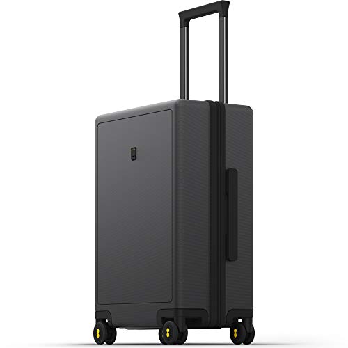 LEVEL8 Rolling Carry on Luggage Airline Approved, Carry on Suitcases with Wheels, Lightweight PC Luminous Textured Luggage for Men Women, TSA Approved, 20-Inch Carry-On, Dark Grey