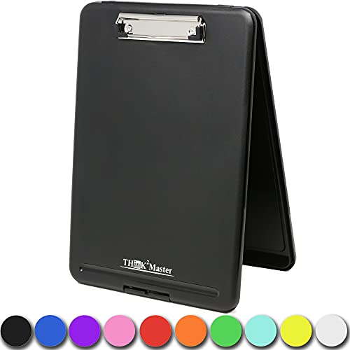 Think2Master Black Plastic Storage Clipboard. | 25% Heavier & 25% Sturdier| Heavy Duty and Won’t Flex or Bend Like Other Brands (Compare The Weight). Storage Compartment Holds 150 Letter Sized Paper.