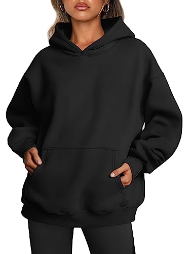 Trendy Queen Black Hoodies for Women Oversized T Shirts Sweatshirts Cute Fleece Long SleeveSweaters Loose Fit Tops Casual Winter Pullover Fall Outfits Y2k Clothes 2023