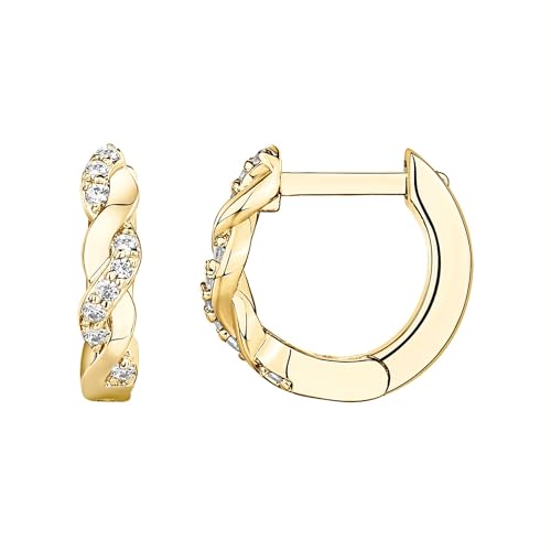 PAVOI 14K Yellow Gold Plated 925 Sterling Silver Post CZ Huggies | Women's Small Gold Hoop Earrings | Synthetic Diamond Earrings