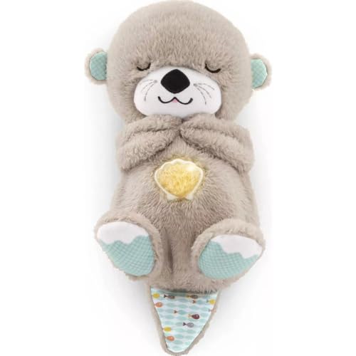 Fisher-Price Sound Machine Soothe 'n Snuggle Otter Portable Plush Baby Toy with Sensory Details Music Lights & Rhythmic Breathing Motion