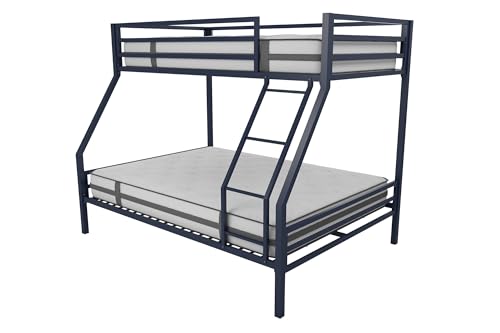 Novogratz Maxwell Twin-Over-Full Metal Bunk Bed with Ladder and Guardrails, Navy Blue