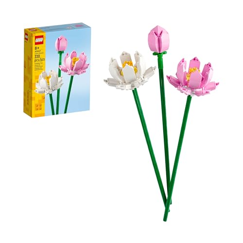 LEGO Lotus Flowers Building Kit, Artificial Flowers for Decoration, Idea, Aesthetic Room Décor for Kids, Building Toy for Girls and Boys Ages 8 and Up, 40647