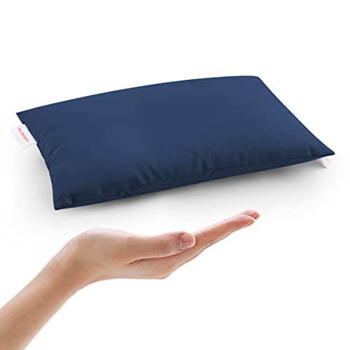 Pro Goleem Small Pillow 11’’x6’’x2.5’’ Pillows for Sleeping and Traveling Mini with Name Tag Tiny Kids Baby Neck Lumbar Knee Nap Pet Pillow, Navy Blue