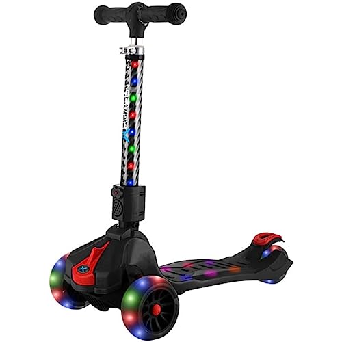 Hover-1 Ziggy Folding Kick Scooter for Kids (5+ Year Old) | Features Lean-to-Turn Axle, Solid PU Tires & Slim-Design, 110 LB Max Load Capacity, Safe, Black