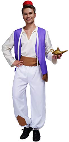 Maxim Party Supplies Men's Arabian Prince Street Rat Costume for Adults Includes Hat, Shirt, Vest, Belt, Pants (Large)
