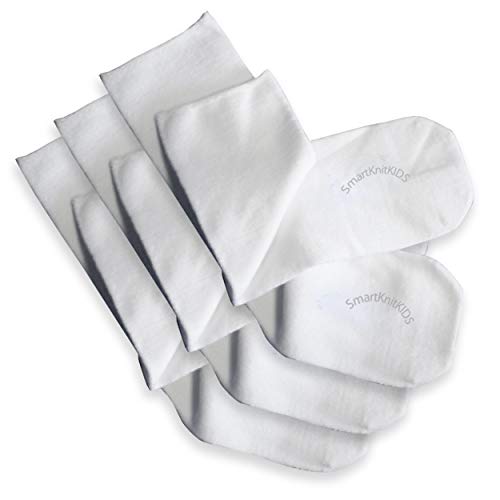 SmartKnitKIDS Sensory-Friendly Sensitivity Seamless Socks - 3 Pack (White, Large)