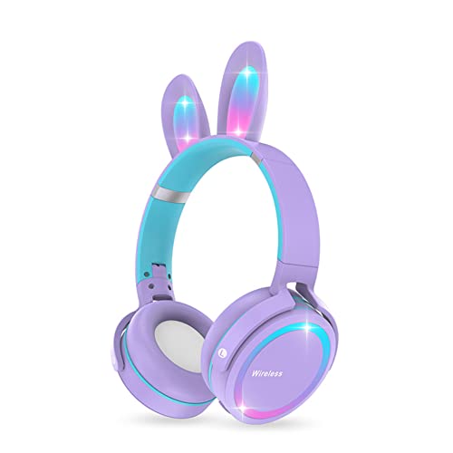 2022 New Wireless Earphones, RGB Rabbit Ears Headset with Micphone, Cute Girls Music Bluetooth Headphones for Children's Gamer Headset