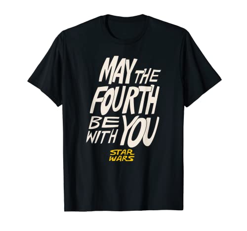 Amazon Essentials Star Wars May the Fourth Be With You Hand-Drawn Letters T-Shirt