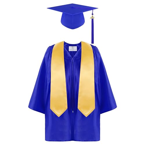 Generic Preschool Kindergarten Graduation Gown Cap Set with 2024 Tassel and Graduation Sash for Child Homeschool Blue