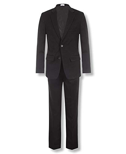 Calvin Klein Boys' 2-piece Formal Suit Set, Includes Single Breasted Jacket & Straight Leg Dress Pants With Belt Loops & Functional Pockets, Black, 14
