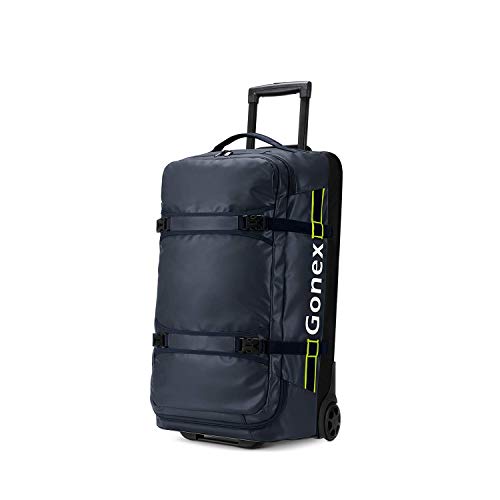Gonex Rolling Duffle Bag with Wheels, 70L Water Repellent Wheeled Travel Duffel Luggage with Rollers 25 inch, Navy