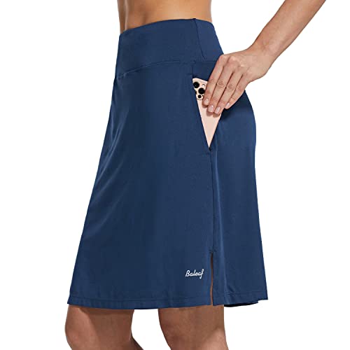 BALEAF Women's 20' Golf Skirts Knee Length Skorts Athletic Modest Long Acitive Casual Pockets UV Protection Navy L